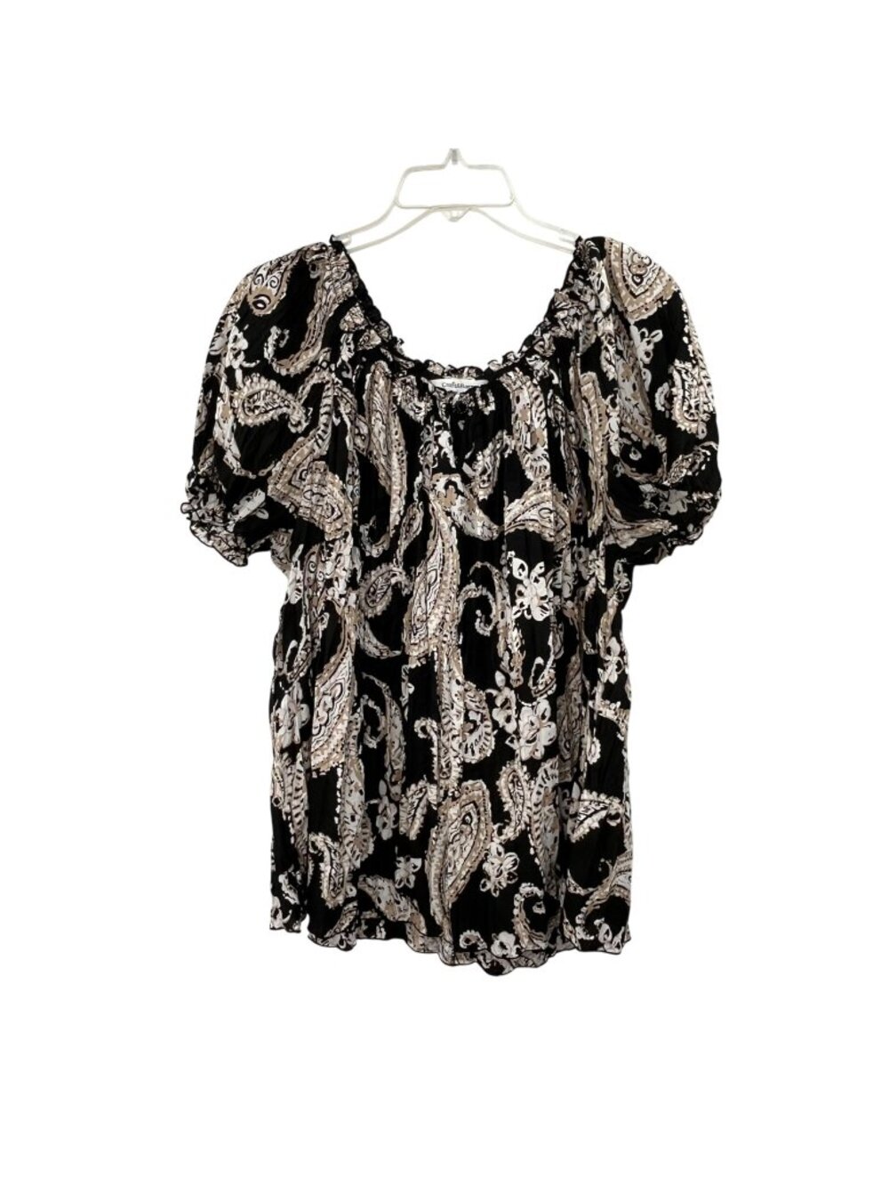 Croft & Barrow Black Paisley Peasant Top Womens XL Used
